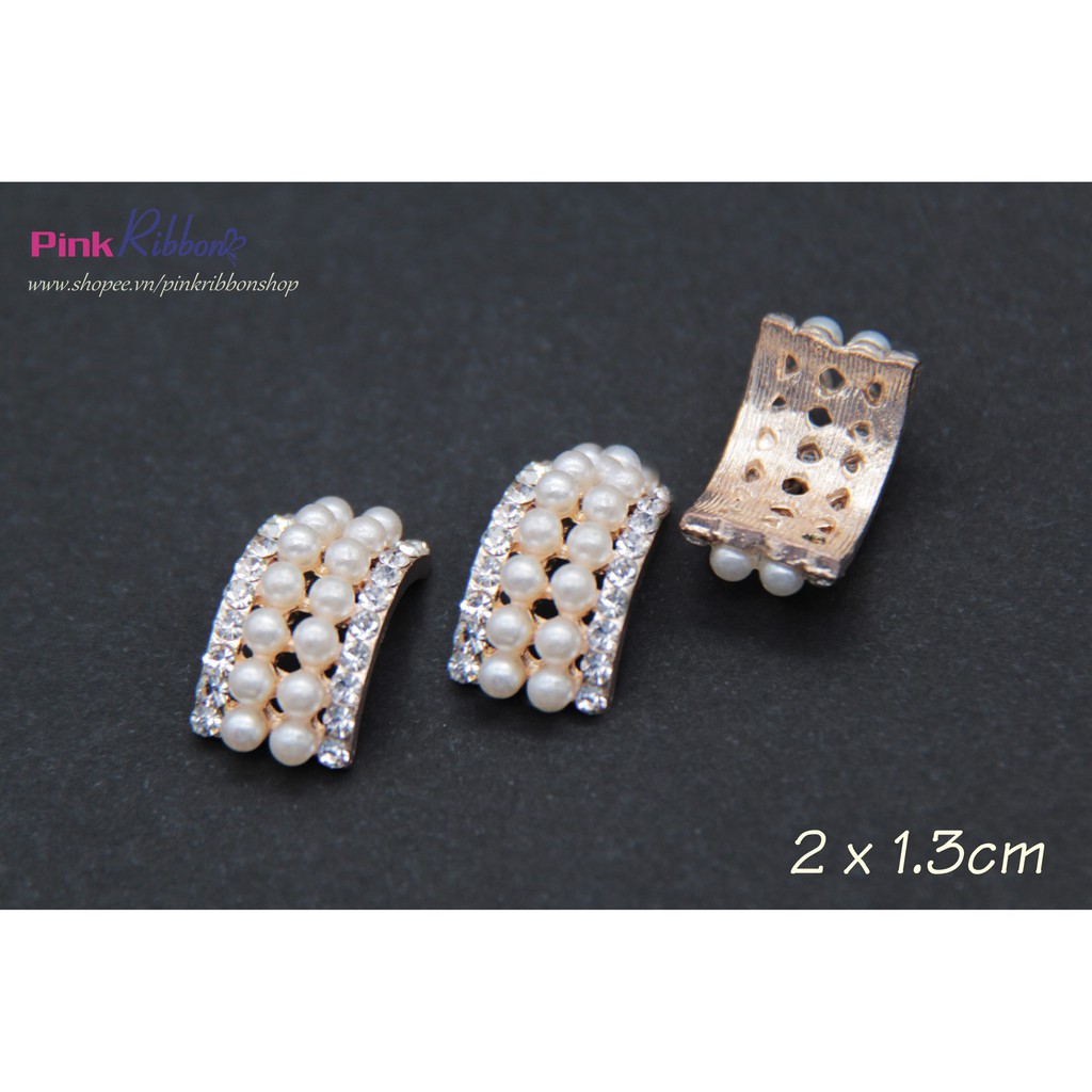 Charm chữ nhật cong đính trai - đá nhí