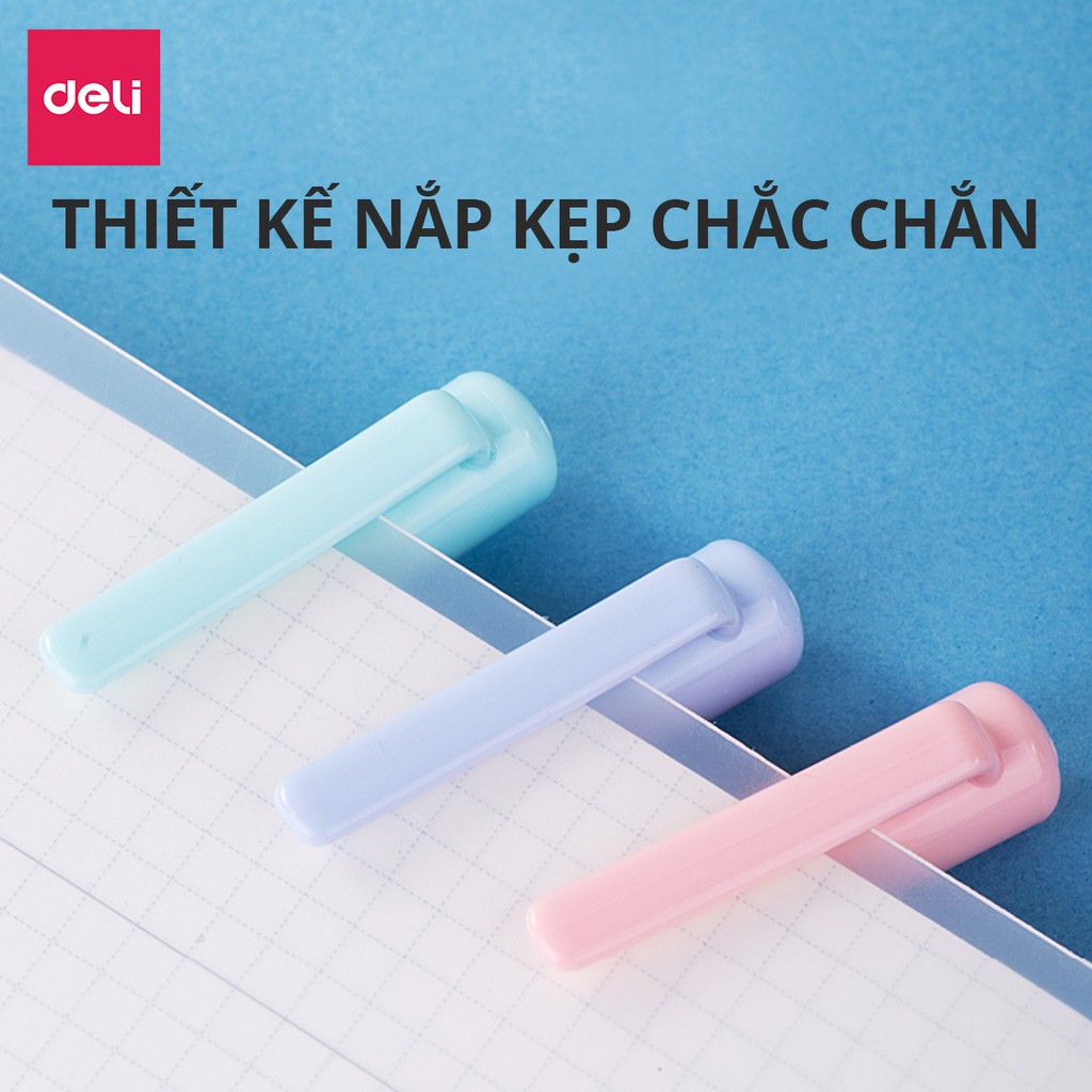 Bút máy học sinh luyện viết chữ đẹp có bán kèm ống mực Deli - Họa tiết đáng yêu - Màu Hồng/Xanh dương/Xanh lá- A919