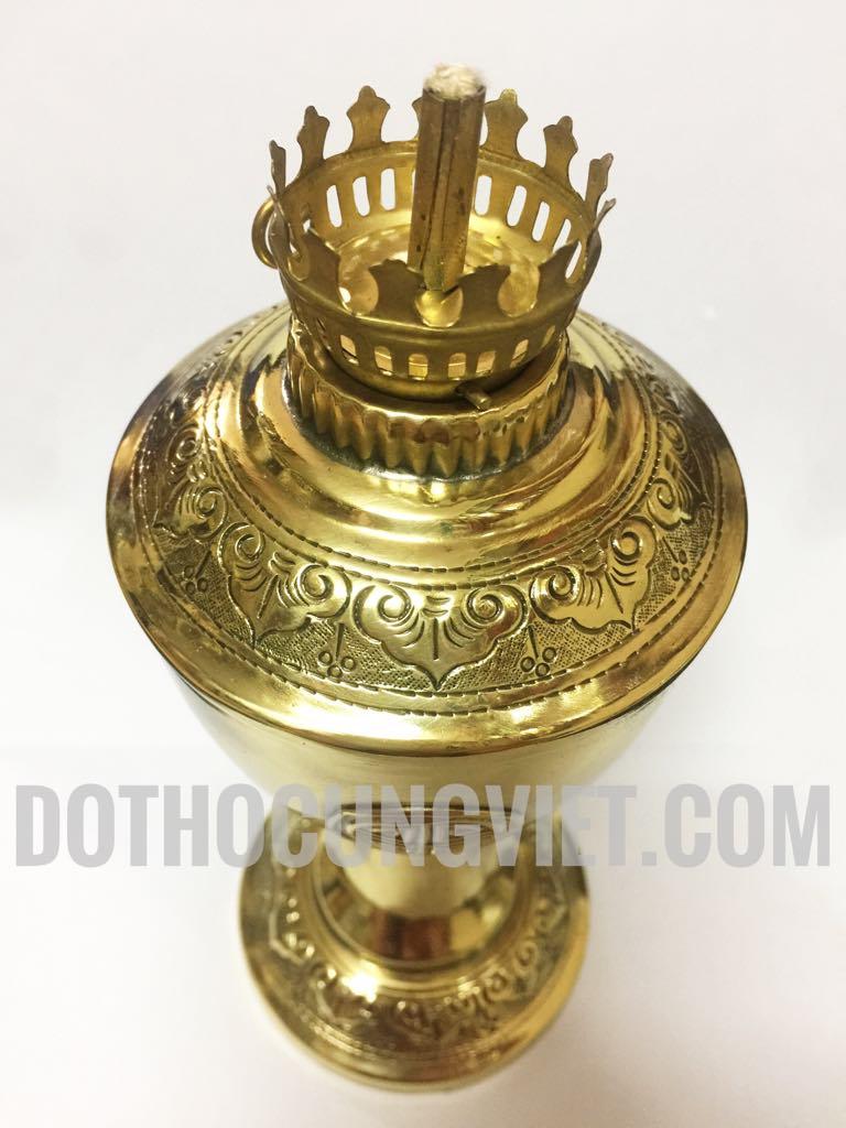 đèn dầu thờ cúng bằng đồng chạm tứ linh