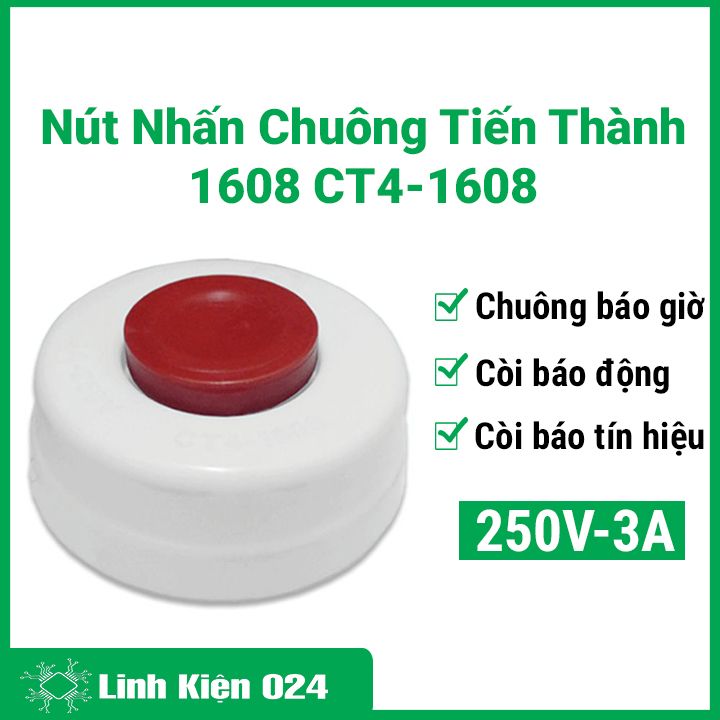Nút nhấn chuông 3a-250v tiến thành 1608 ct4-1608 nút tròn, nhấn nhả