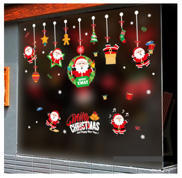 Decal trang trí Noel - Rèm dây ông già Noel