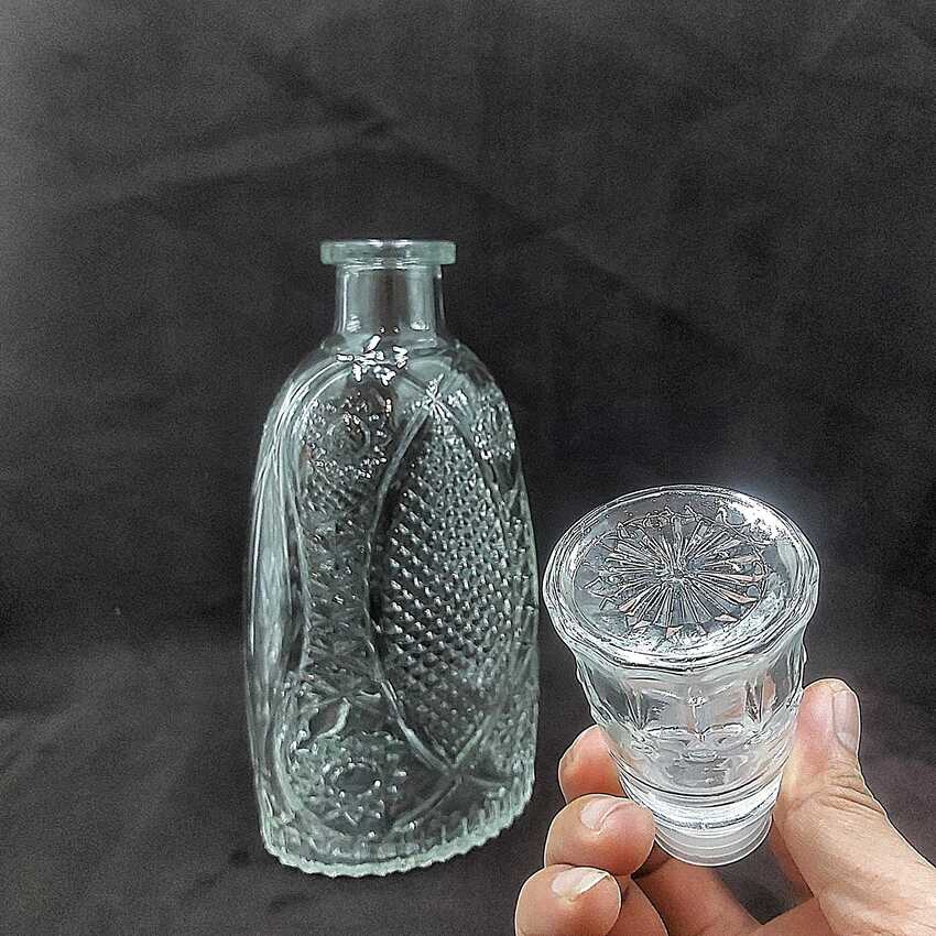 Chai Đựng Rượu Thủy Tinh 1 Lít mẫu oval họa tiết vảy – Vỏ Chai Rượu Đẹp - Chai Thủy Tinh Đựng Rượu 1000ML - Bình Đựng Rượu (A12)