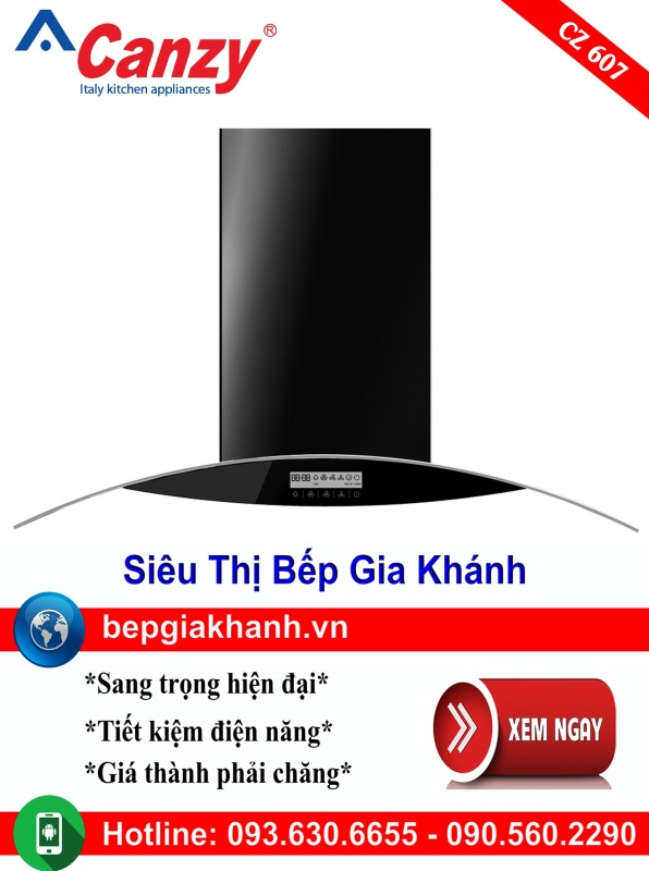 Bảng giá Máy hút mùi kính cong 70cm Canzy CZ 607, máy hút mùi nhà bếp, máy hút mùi bếp, máy hút mùi kính cong, máy hút mùi canzy, máy hút mùi mini, máy hút mùi âm trần, máy hút mùi electrolux, may hut mui Điện máy Pico
