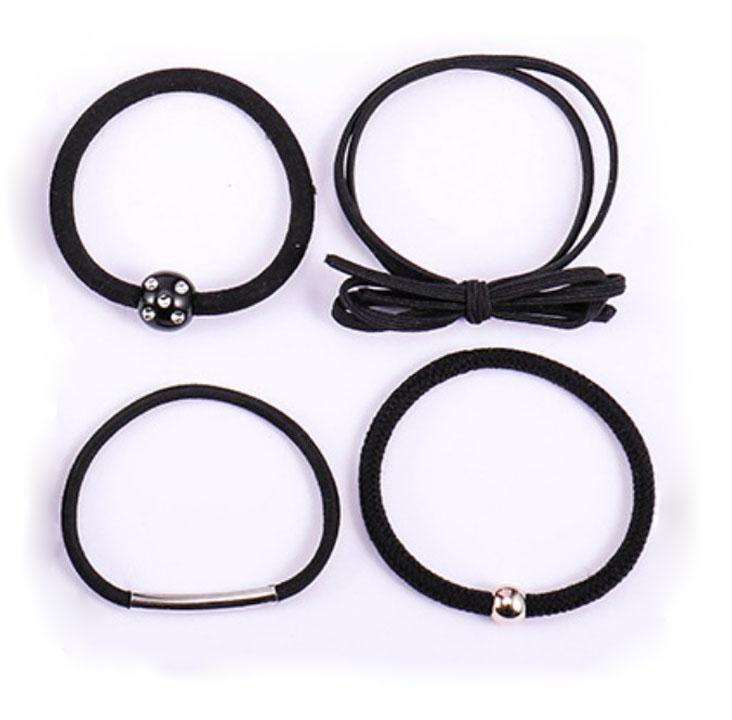 Bộ 12 Dây Buộc Tóc Cột Tóc Hàn Quốc (Màu Đen - Gồm Hộp)
