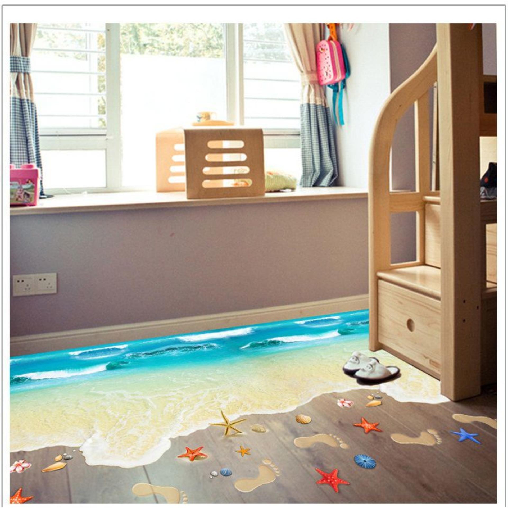 Decal 3D tranh bãi cát biển DCS035 ( 60 x 88 cm)