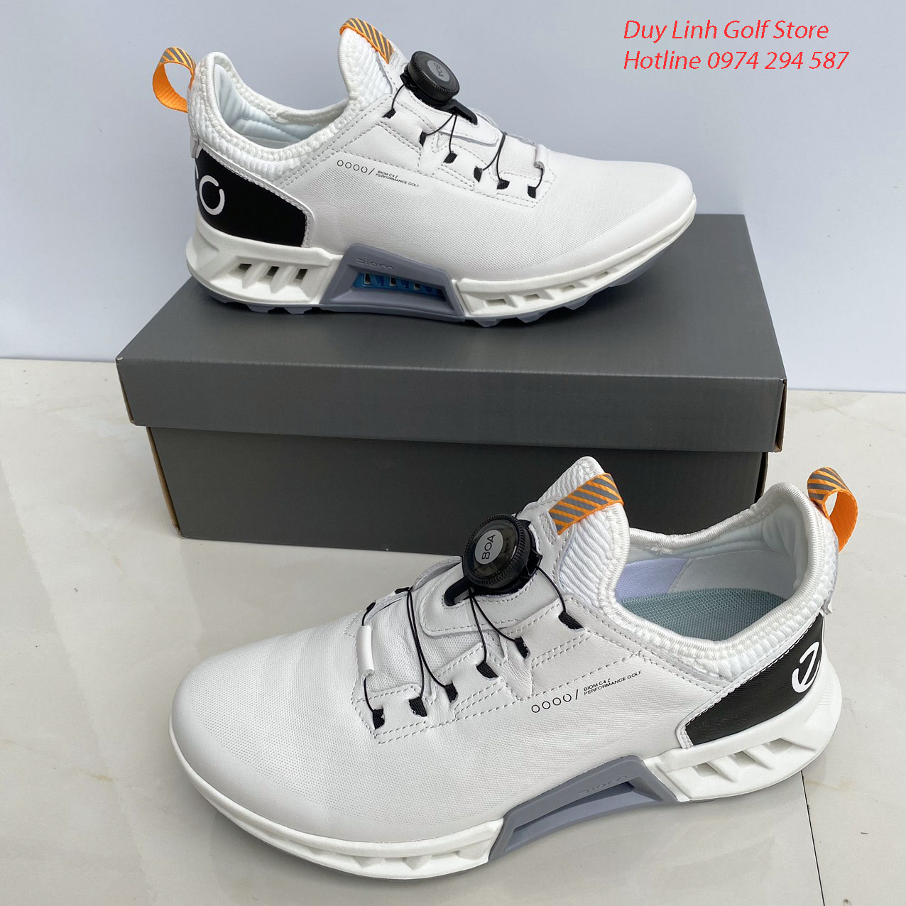 giày golf nam ecco, có nút vặn, chất liệu da pu cao cấp không thấm nước, đi êm chân, men's golf shoes, giày gôn nam