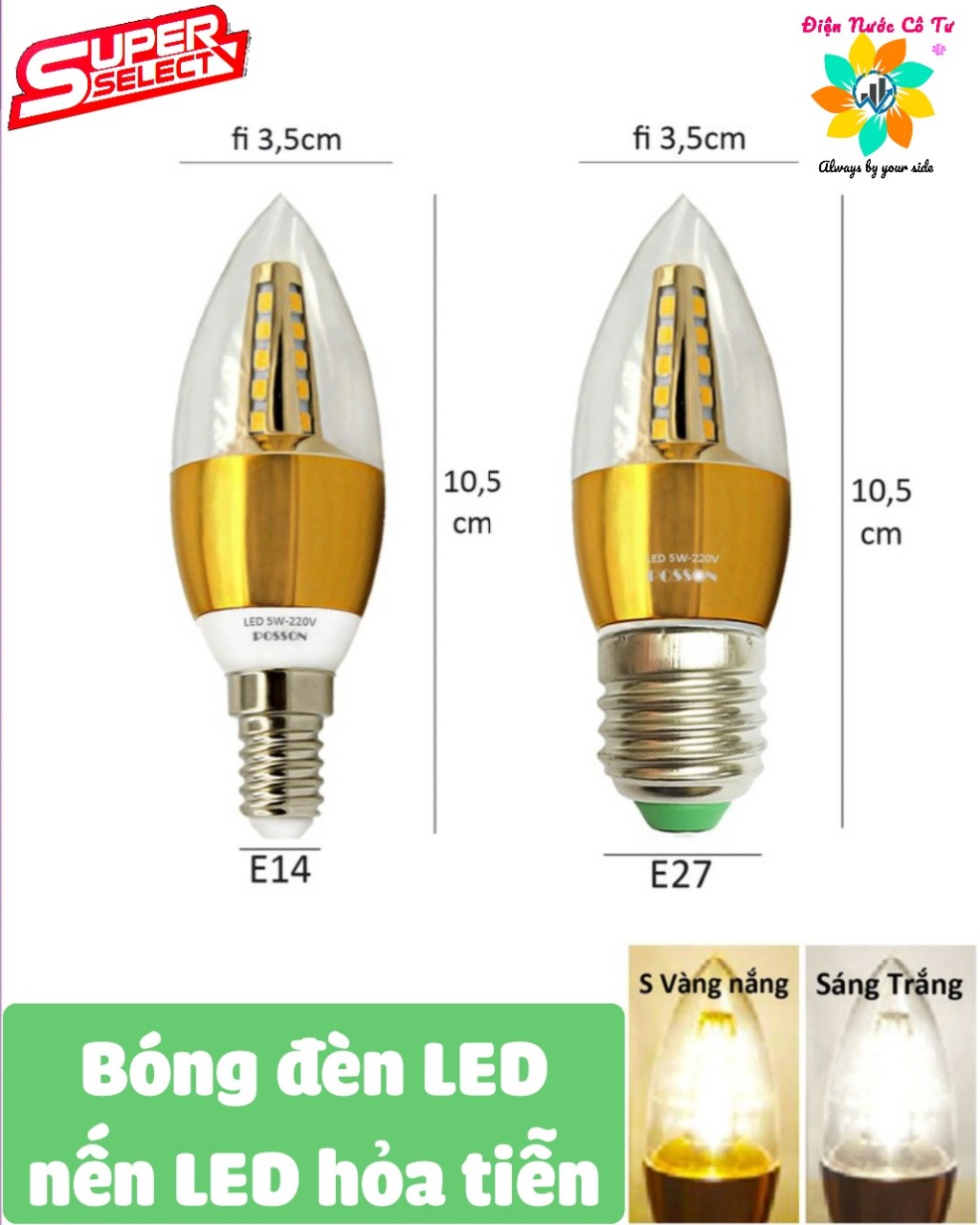 Bóng đèn led hỏa tiễn led nến 5w e14/e27