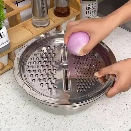Bộ Thau Rổ Bào Rau Củ Inox 3 Món (Thau+Rổ+Mặt Bào)