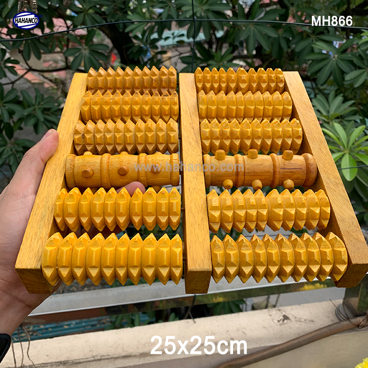 BÀN LĂN MASSAGE (CHÂN / TAY) BẰNG GỖ (01 TRỤC NÚT 05 TRỤC GAI) - MH866 - HAHANCO
