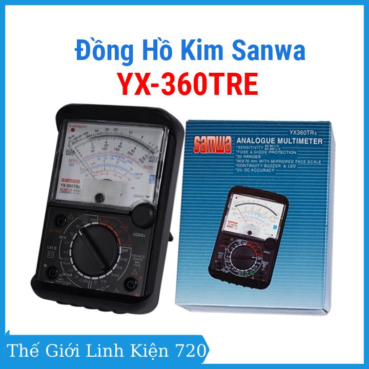 Đồng hồ kim đa năng Sanwa YX-360TRe Zin kèm pin, que đo đồng hồ, bảo hành 1 tháng