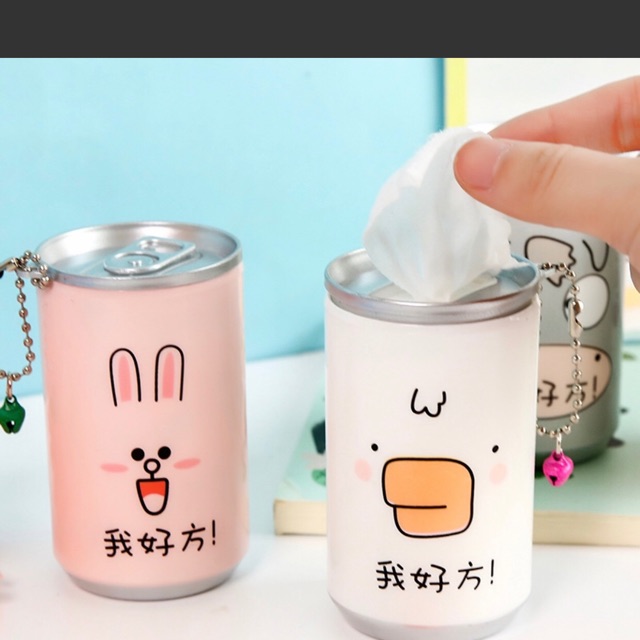 Khăn giấy ướt, bông tẩy trang dạng lon cute