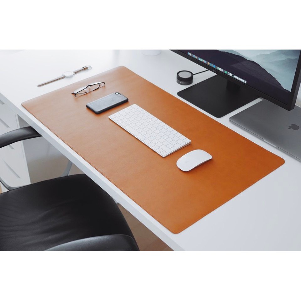 Thảm Lót Chuột Cỡ Lớn, Dùng Được Hai Mặt - Da PU Chống Nước - Kiêm Deskpad Thảm Da, Trải Bàn Làm Việc