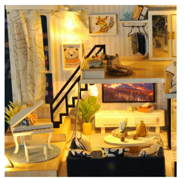 Mô hình nhà gỗ DIY Biệt thự ánh sáng