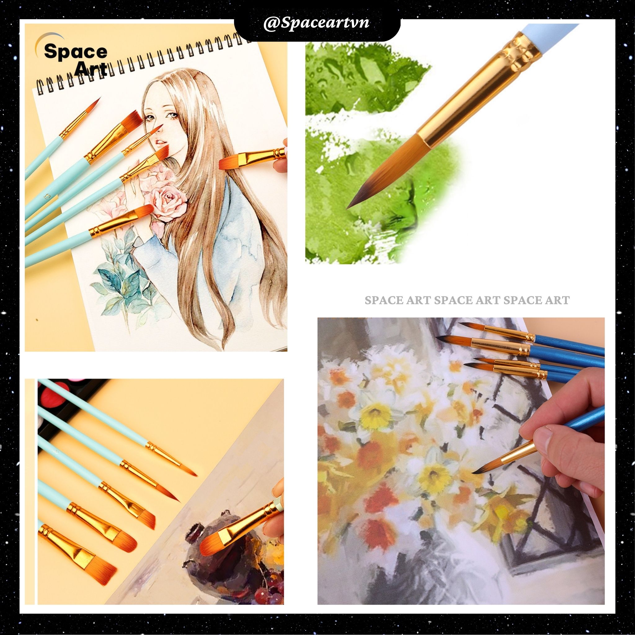 Bộ Cọ Vẽ Artist Brushes Keep Smiling A6303B (Bộ 10 cây nhiều loại)