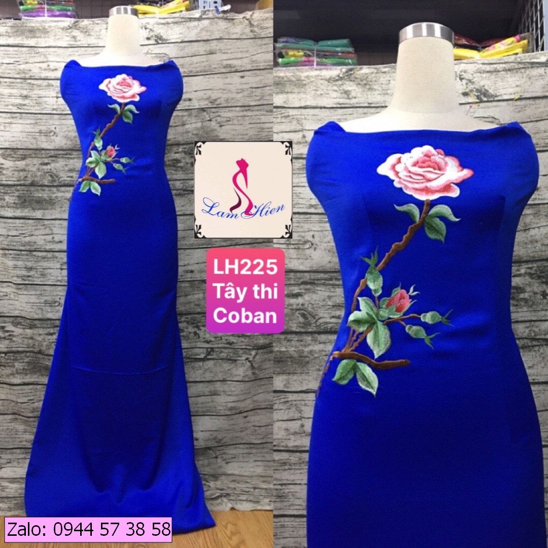 Vải áo dài lụa tây thi bông thêu LH225