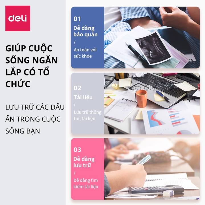 File Tài Liệu File Lá Học Sinh Deli Đa Năng A4 Bìa Kẹp Lá Tệp Đựng Tài Liệu Đựng File Siêu Âm 20 30 40 Lá Màu Pastel - Hình ảnh 8
