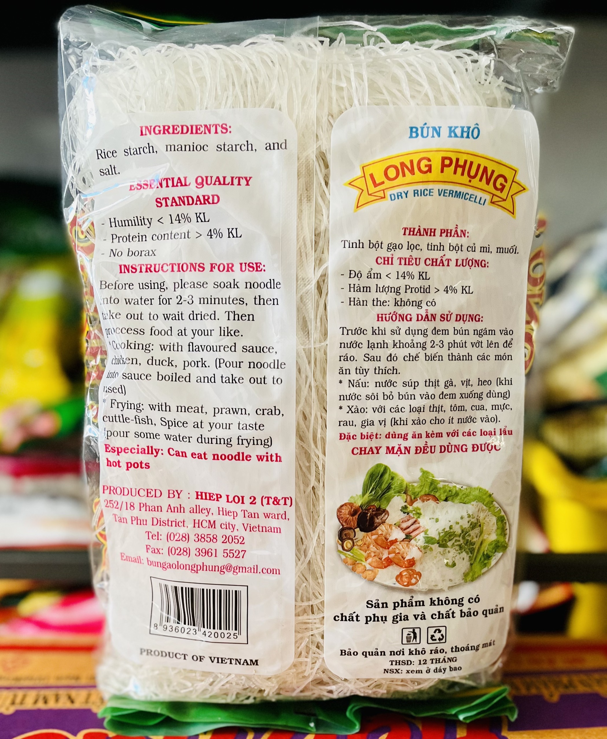Bún gạo khô Long Phụng dạng gói (500g)/dạng 10 vắt (400g)