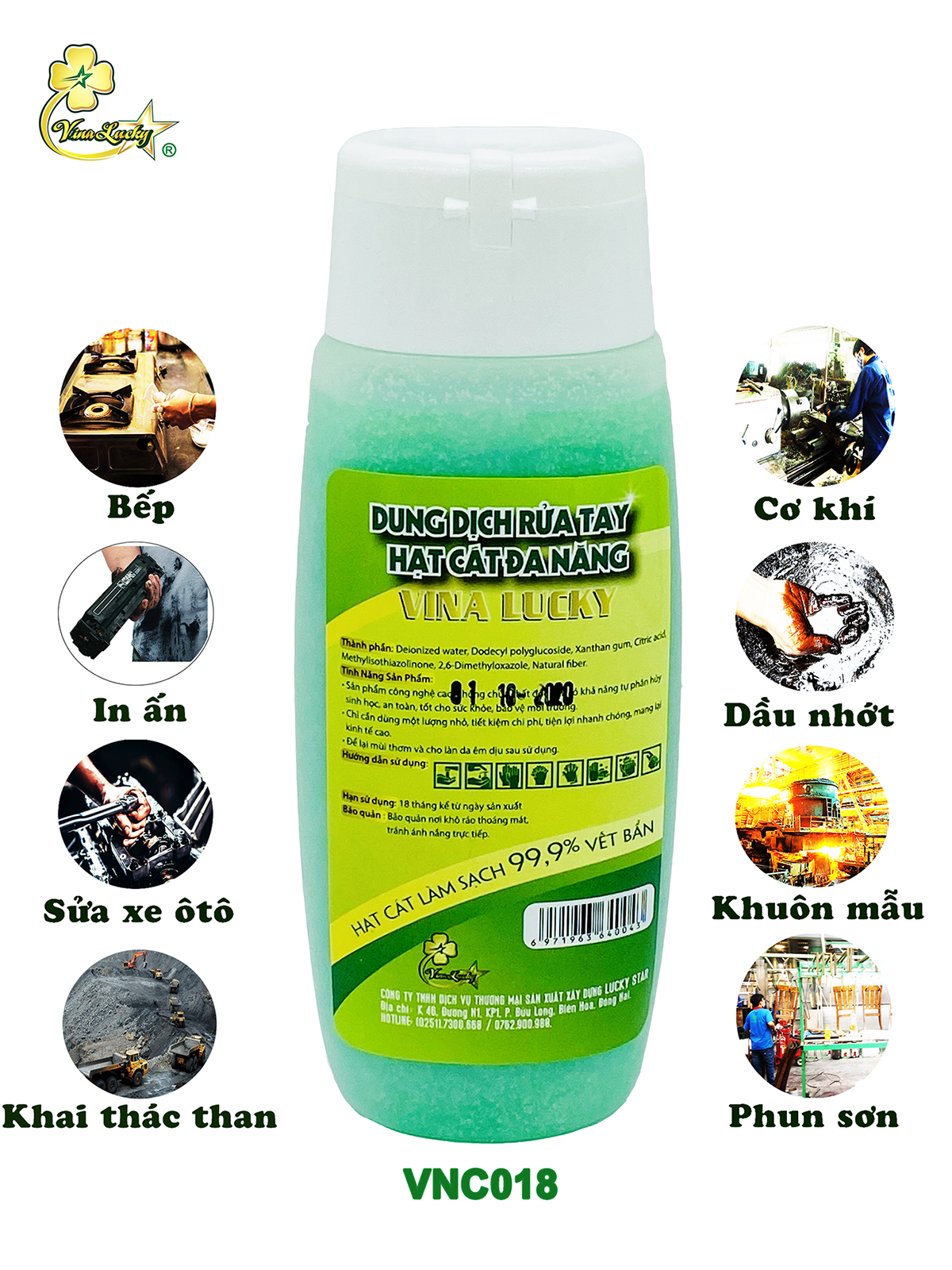 Dung dịch rửa tay hạt cát đa năng VinaLucky 180ml