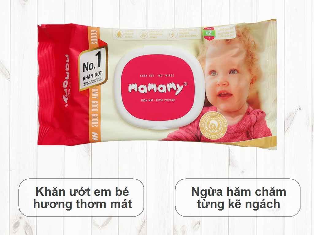 Khăn ướt em bé Mamamy thơm mát gói 80 miếng
