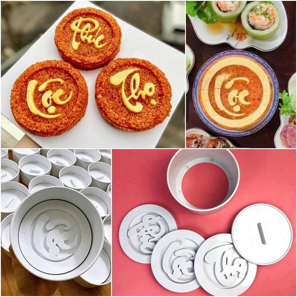 Khuôn xôi tròn Phúc Lộc Thọ 12cm