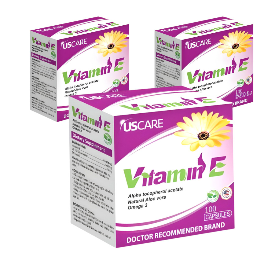 Viên uống đẹp da Vitamin E giúp làm giảm nếp nhăn, thâm nám , sẹo, hỗ trợ chống oxy hóa, hạn chế lão hóa da- hộp 100 viên- Dược Phẩm Bách Lộc