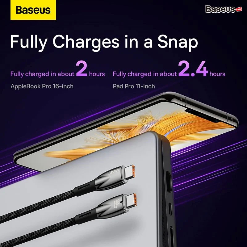 Baseus Glimmer Series Fast Charging Data Cable Type-C to Type-C 100W