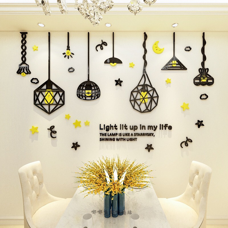 tranh dán tường 3D phòng khách - Đèn tường đầu trâu, tranh trang trí phòng khách, phòng ngủ, spa, nail