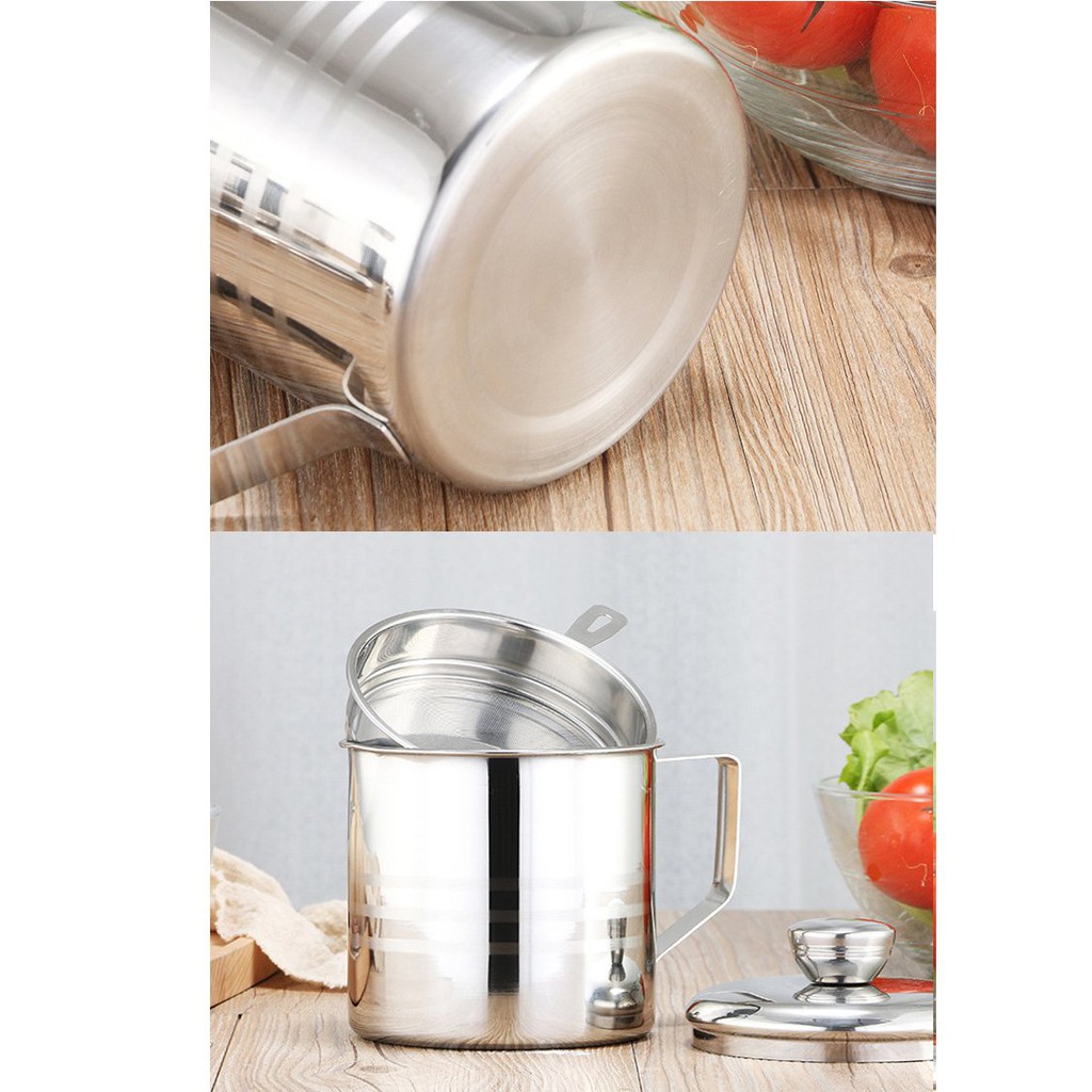 Ca lọc cặn dầu ăn,mỡ inox 304 1,2 lít