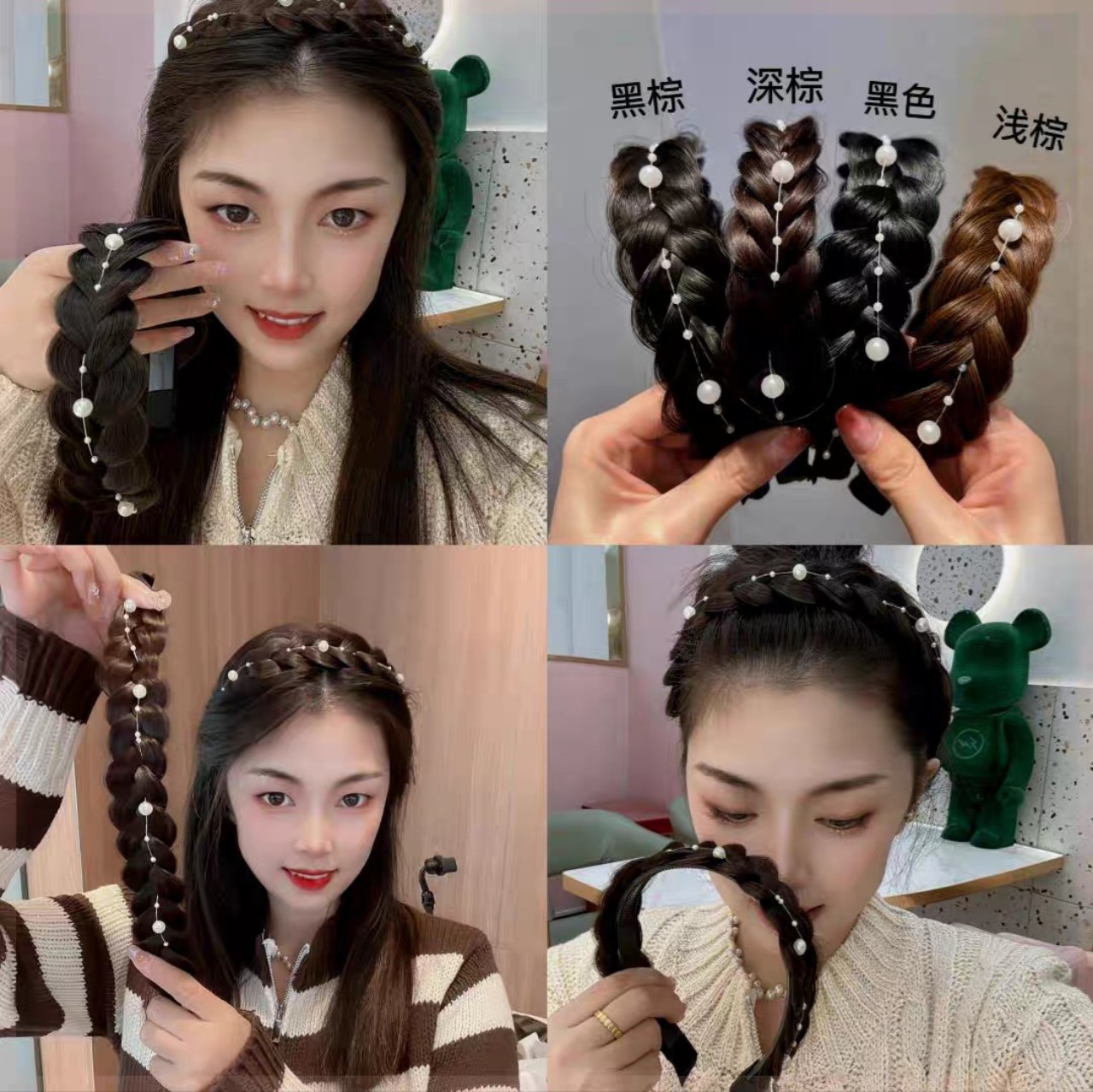 Bờm Tết Tóc Rối Gắn Ngọc Hot trend Cho Nữ
