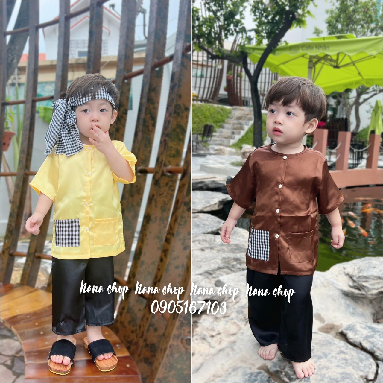 Bộ bà ba bé trai bé gái chất lụa mềm mịn mát size 7ky - 45ky