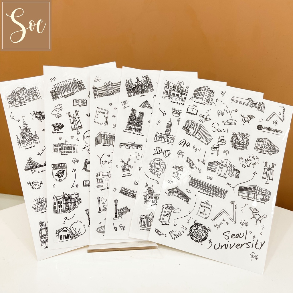 [HCM]Sticker dán PVC World Scenic Journey (6 tờ/set)