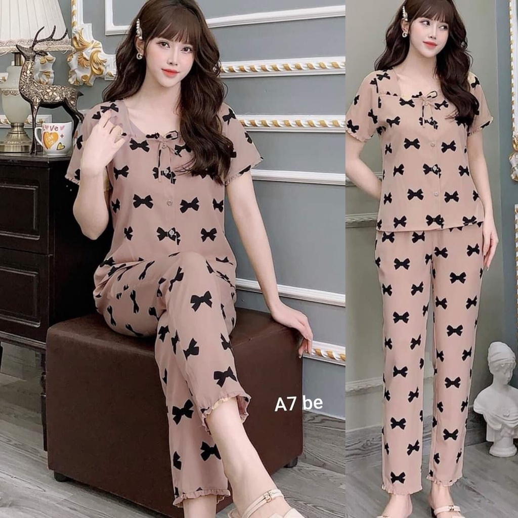 SET LỤA NƠ QUẦN LỬNG  MẶC NHÀ - LUADAI79