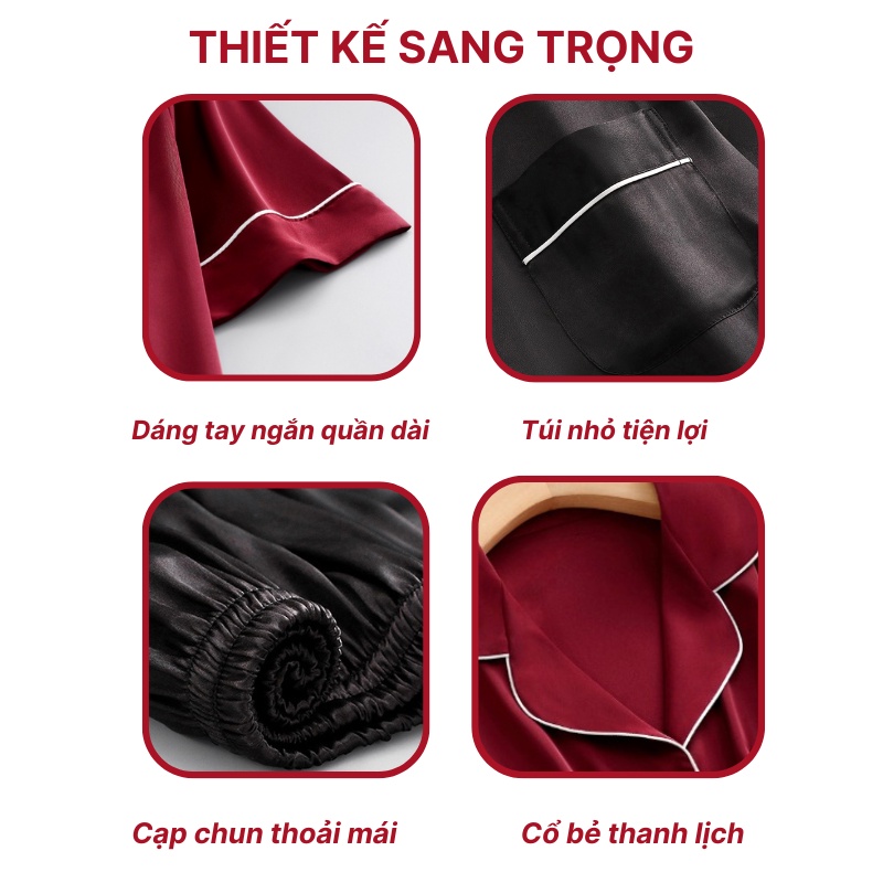 Bộ Lụa Lụa Dài Tay Cao Cấp Phong Cách Sang Chảnh