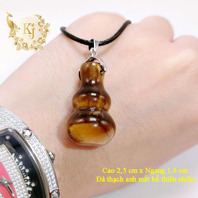 Dây Chuyền Hồ Lô Đá Thạch Anh Mắt Hổ ( Cao 2,5 x Ngang 1,6 cm ) - Tặng Kèm Móc Bạc, Dây Đeo - Bảo Hành Đá Trọn Đời