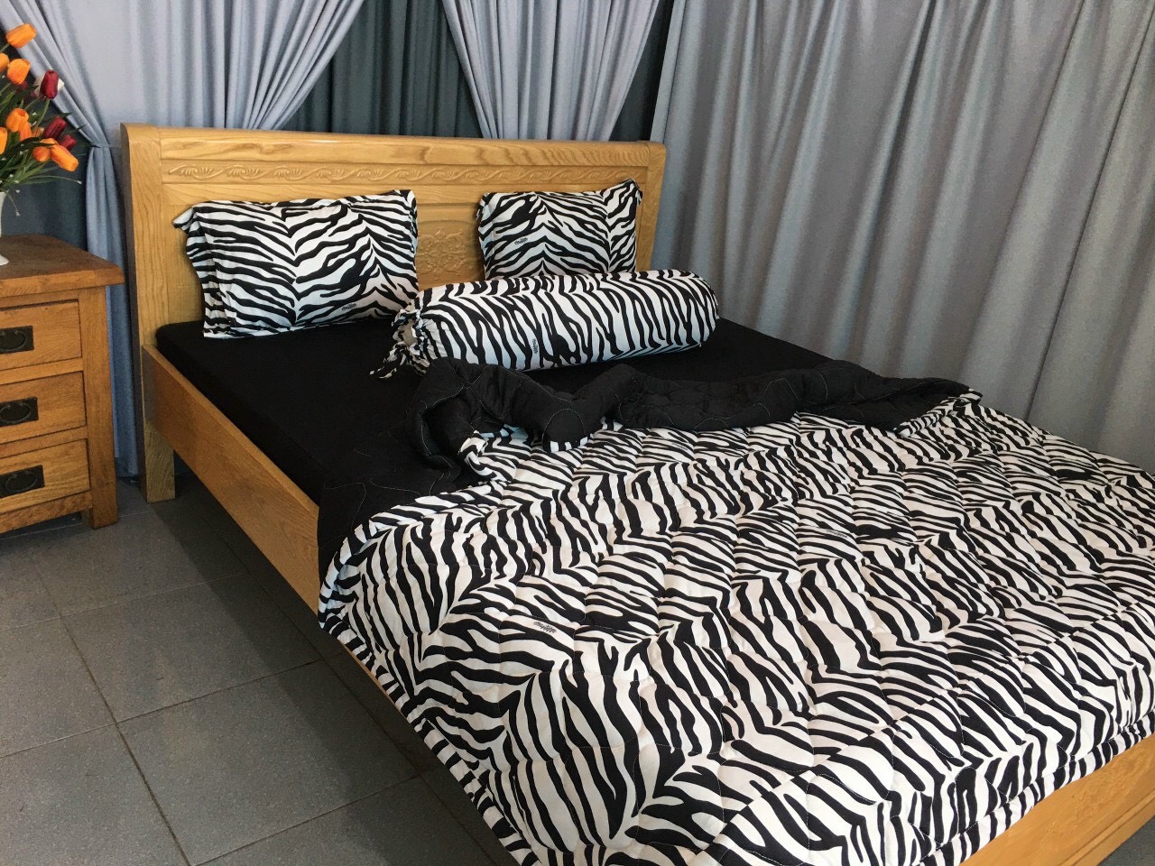 [ Mẫu Mới ] Bộ 4 Món Ga Gối Thun Mát Lạnh Cao Cấp Lan Pham Bedding - Mẫu Sọc Ngựa Vằn