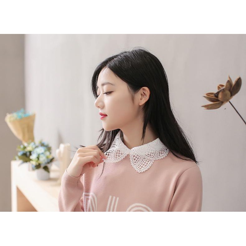 Giả cổ áo sơ mi nữ vải ren cao cấp