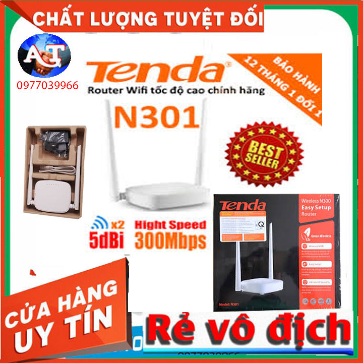 Bộ Phát Wifi Tenda N301 300Mbps 2 râu