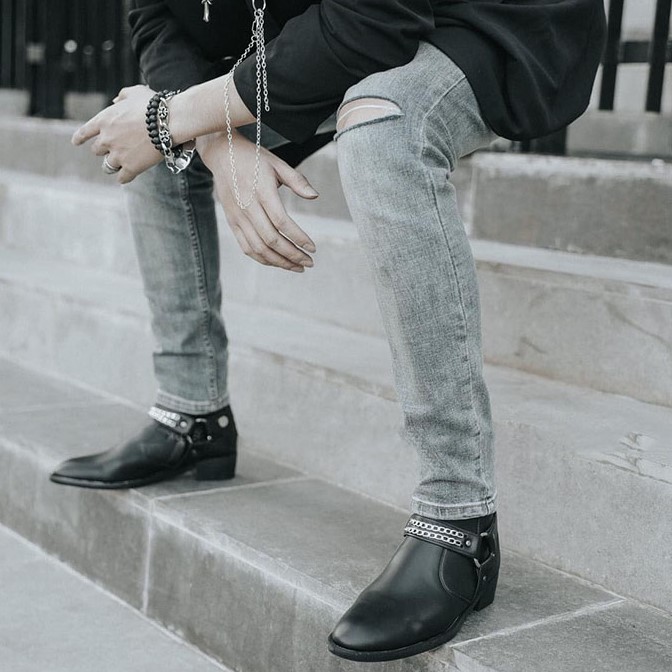 Giày Harness Boots Giày Da Bò Cao Cấp ,Bảo Hành 12 Tháng.