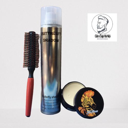 [ Tặng Lược ] Combo Gôm Xịt Tóc  BUTTRE FLY 320ml + Sáp Vuốt Tóc Nam BluMaan Cavalier Heavy Clay [Ngựa Vằn]