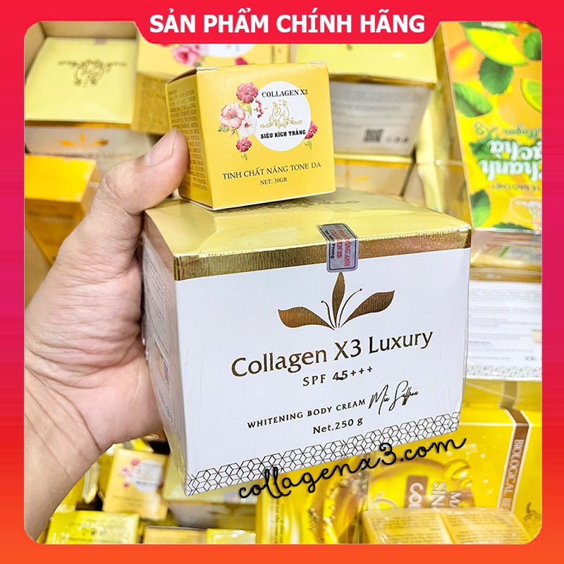 Combo kem body đông anh collagen x3 luxury + kích trắng x3 mỹ phẩm đông anh