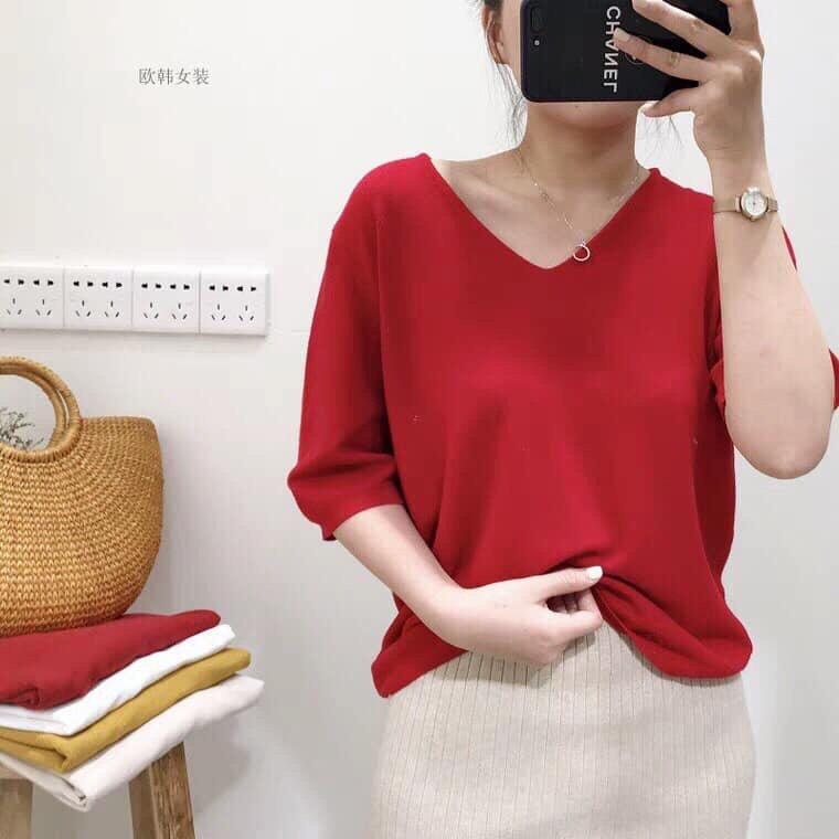 Áo Len Gân Cổ Tim Dễ Thương (Có Hình Thật)