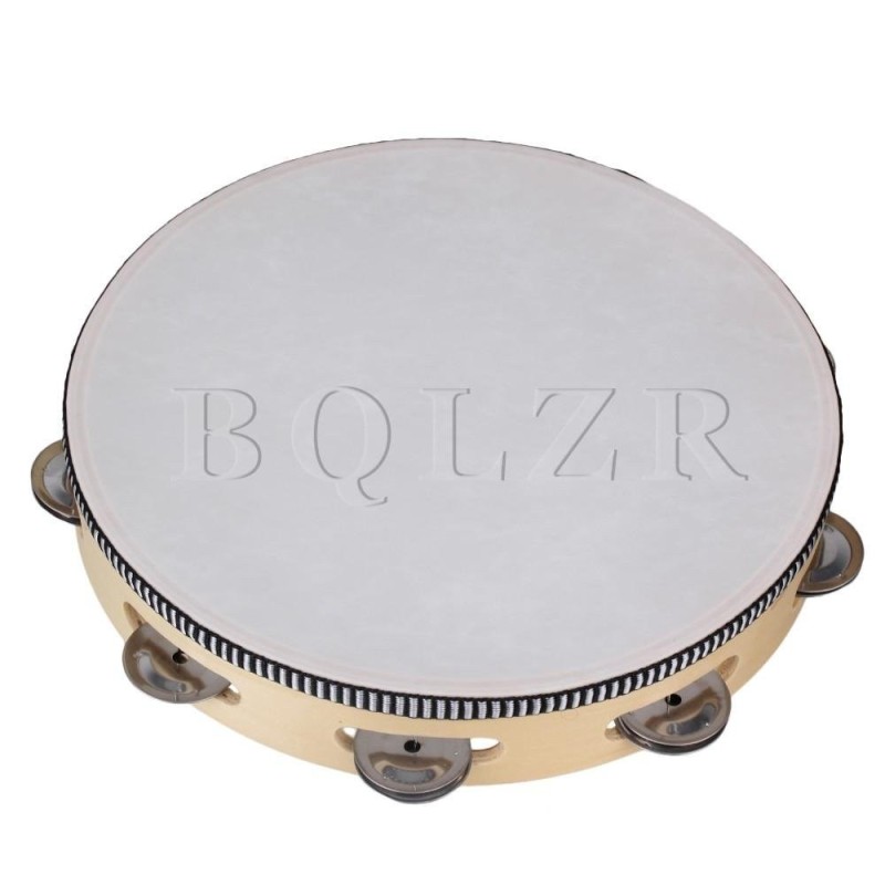 10 Wooden Hand Held Musical Tambourine Drum Wood Color - intl