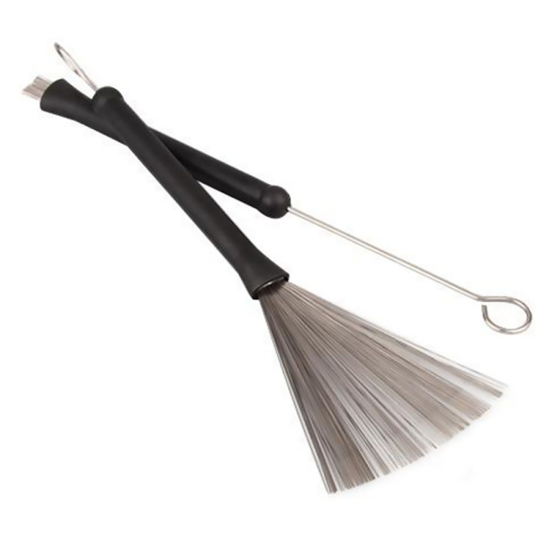 1pair Retractable Loop End Drum Brushes For Jazz Drum Stick Musical Accessories,Black - intl