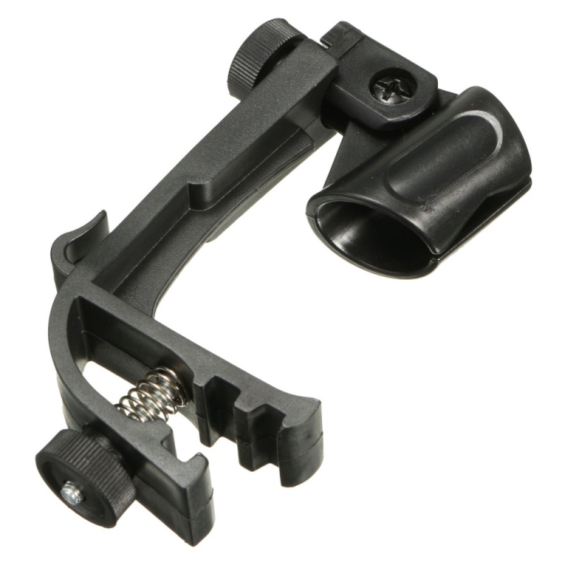 2 Pcs/lot Plastic+metal Microphone Adjustable Stage Drum Clips Mic Rim Snare Mount Clamp Holder Groove Gear Studio Stand,Black - intl