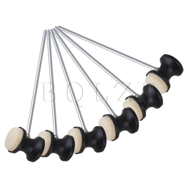 22.5 cm Chiều Dài Trục Inox Cảm Thấy Bass Drum Beater bộ 6 Màu Đen-quốc tế