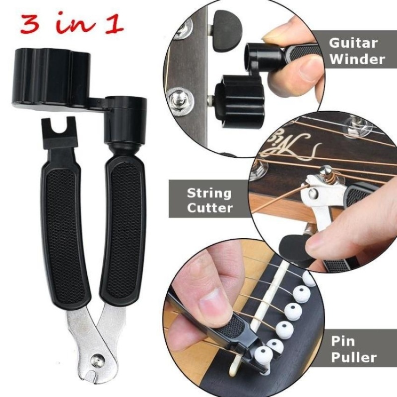 3 trong 1 Dây Đàn Guitar Cuốn Gọn Cắt Cầu Pin Kéo Blackmulti-Chức Năng Công Cụ-quốc tế