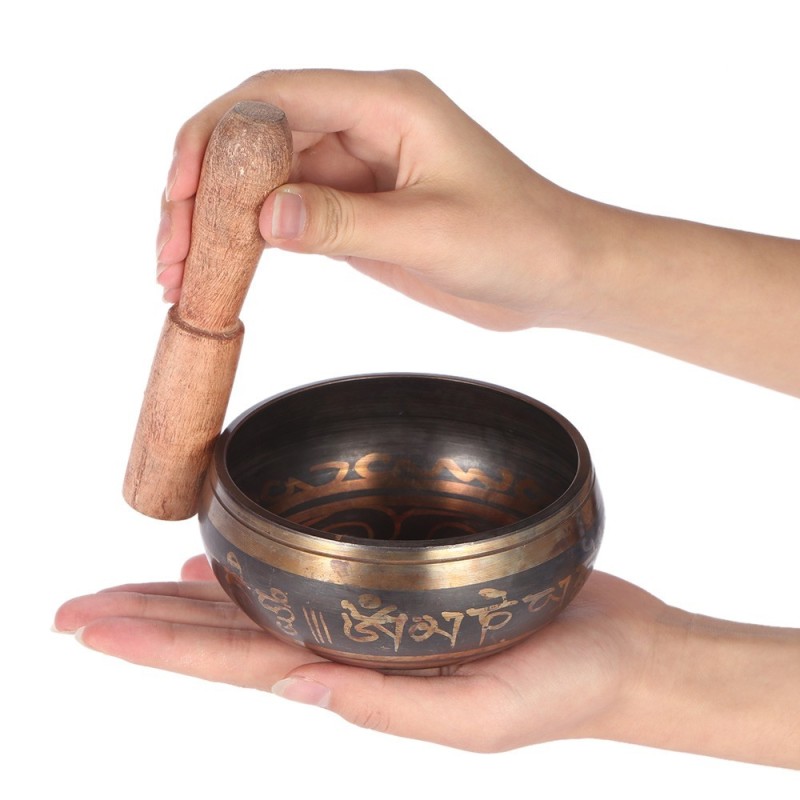 3.9 Inch Handmade Tibetan Bell Metal Singing Bowl with Striker for Buddhism Buddhist Meditation Percussion Instrument - intl