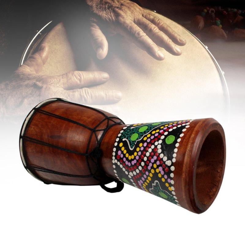 4 inch Châu Phi Djembe Bộ Gõ Gỗ Gụ Tay Trống với Dê Bề Mặt Da-quốc tế