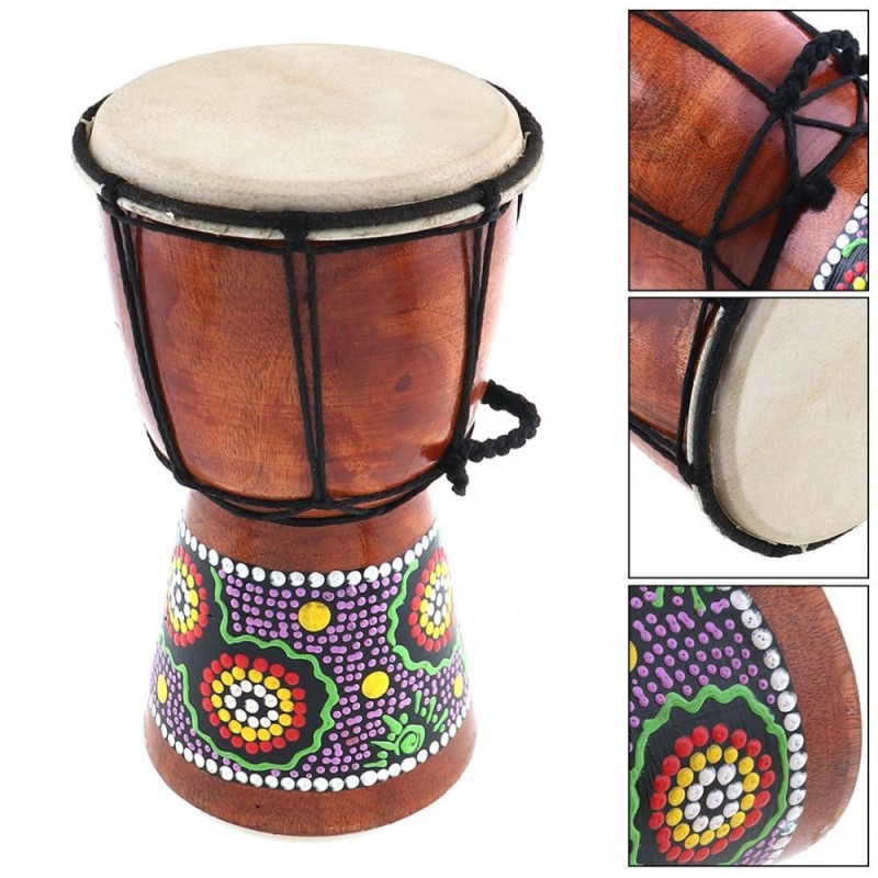 4 inch Chuyên Nghiệp Châu Phi Trống Djembe Gỗ Da Dê Hay Nhạc Cụ-intl