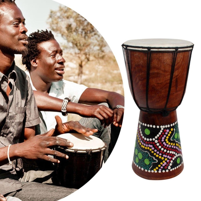 6 inch Châu Phi Djembe Bộ Gõ Gỗ Gụ Tay Trống với Dê Bề Mặt Da-quốc tế